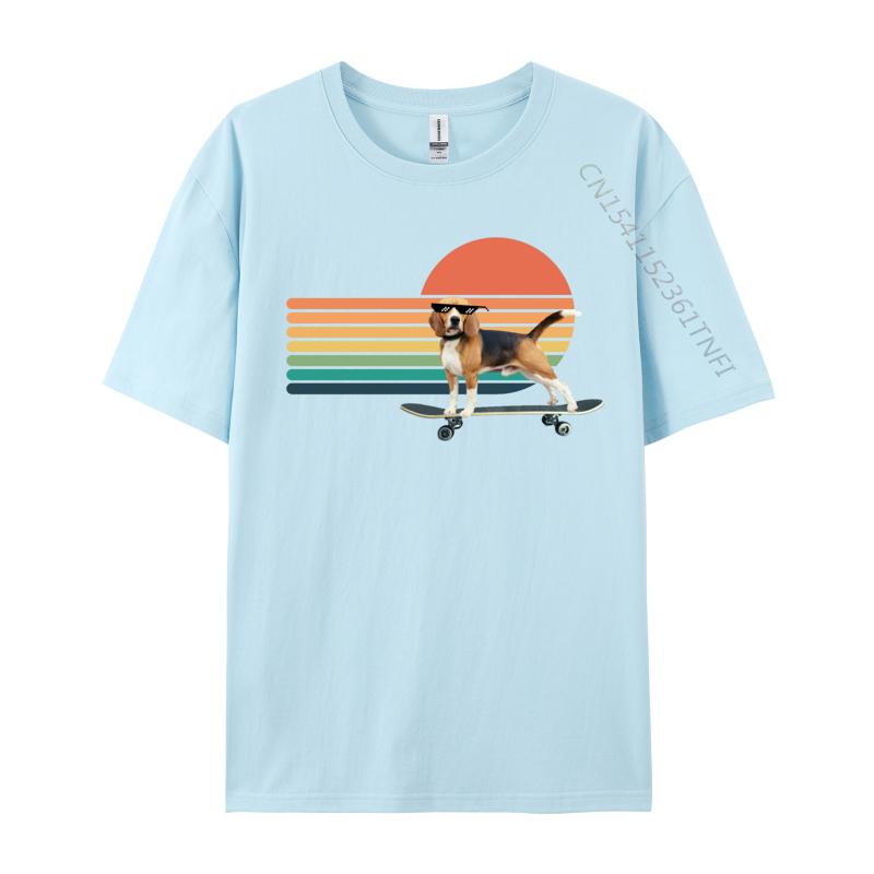 Vintage Beagle Skateboard Dog T Shirts Graphic Man Tee Shirts Crew Neck Cotton Unisex Tops Streetwear