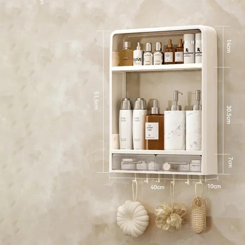 Стеллаж для хранения в ванной комнате, туалетный столик, неперфорированный настенный стеллаж для хранения средств по уходу за кожей, органайзер для ванной комнаты