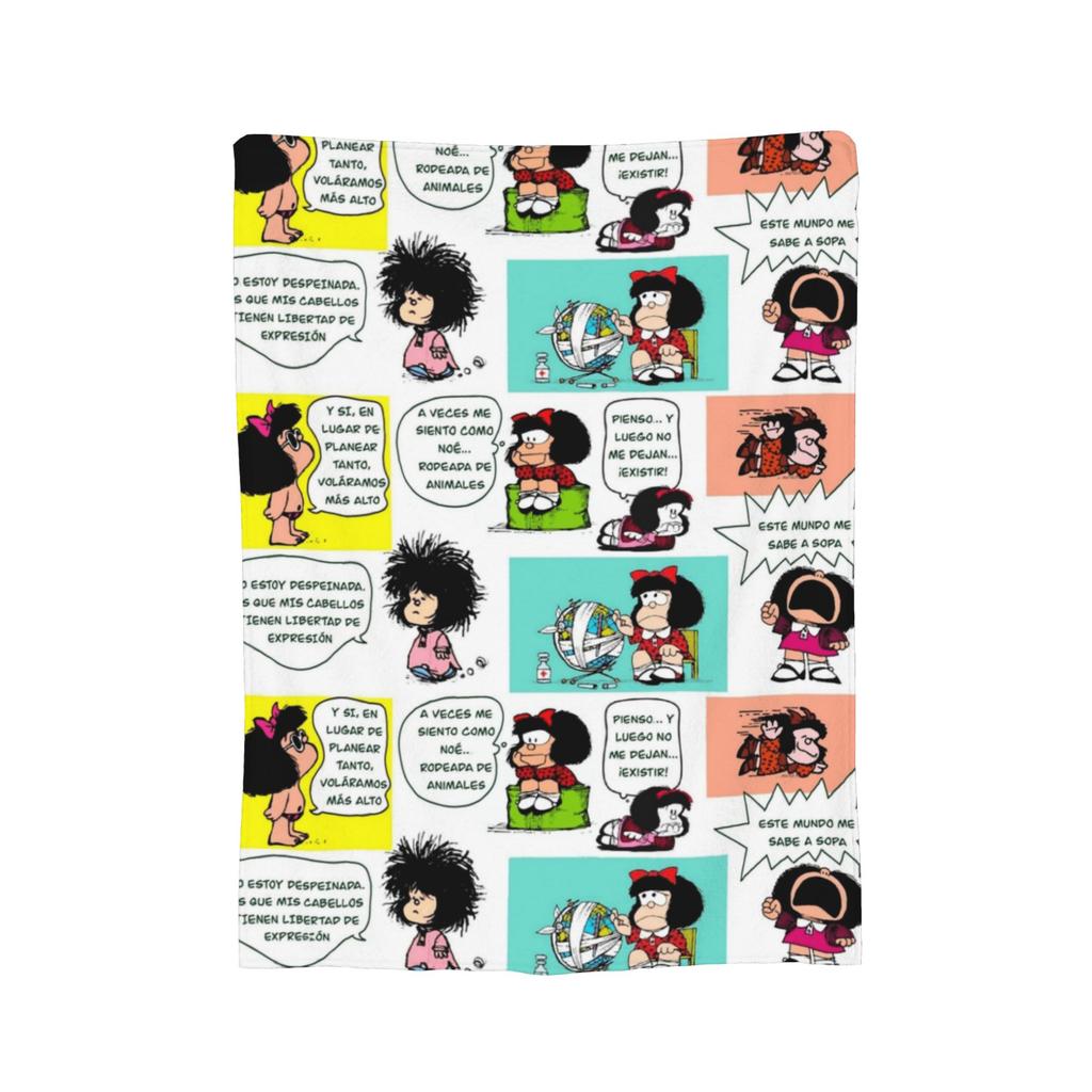 Фланелевое одеяло Mafalda's Collage, Милое Кавайное Модное Пледовое одеяло для Кровати, Дивана, Кушетки 150*125см Покрывала,