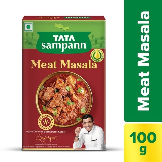 TATA Sampann Мясная масала с натуральными маслами, 100 г, порошок мясной масалы, приготовленный шеф-поваром Сандживом Капуром, с эксклюзивным советом шеф-повара