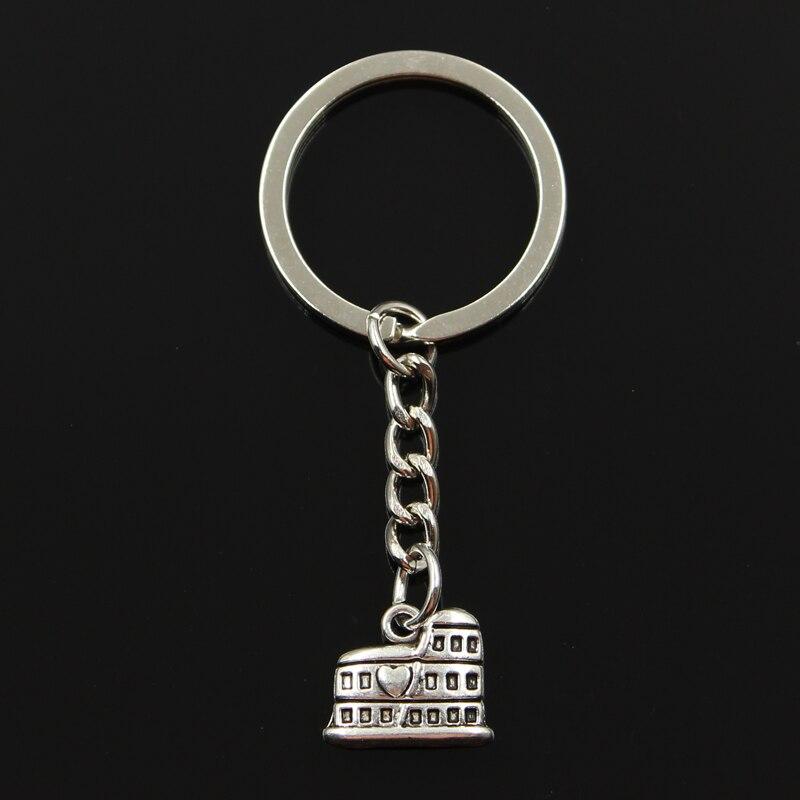 Fashion 30mm Key Ring Metal Key Chain Keychain Jewelry Antique Plated Roman Colosseum Rome Italy 16x13mm Pendant