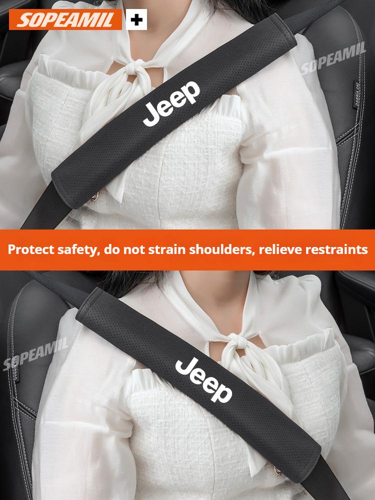 Car Suede Adjustable Safety Belt Cover Belts Protector shoulder Jeep Compass Gladiator Grand Cherokee Wrangler Renegade Patriot JGV3