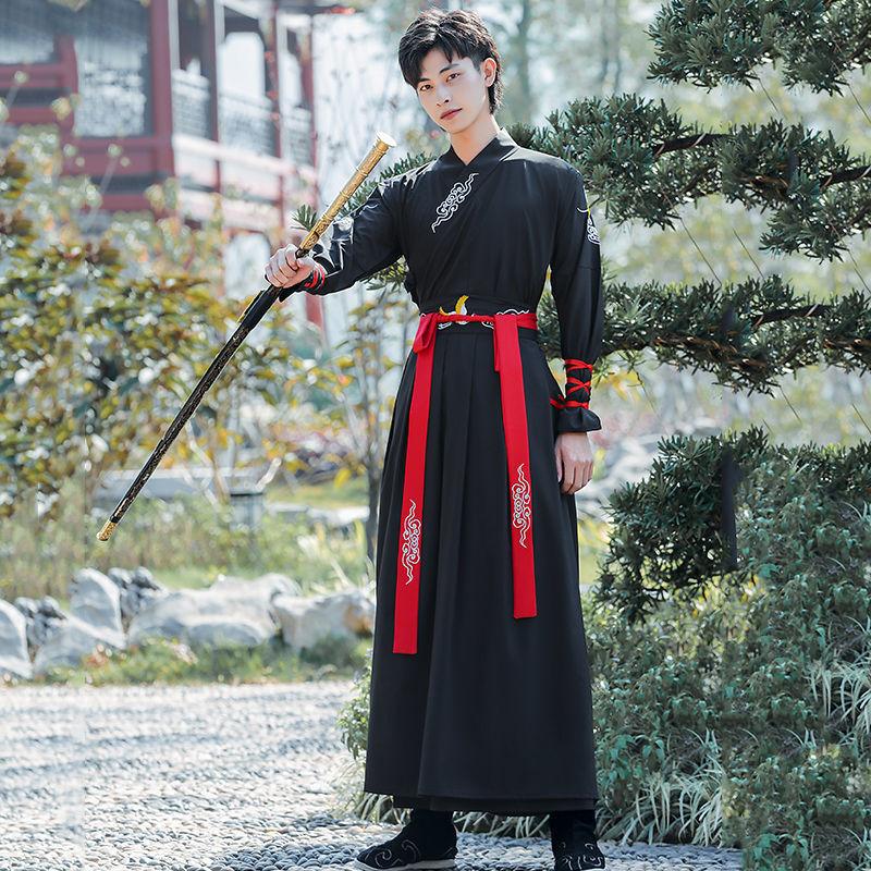 Ежедневно улучшенный женский костюм Hanfu длиной до талии с перекрестным воротником, костюм для пары в китайском стиле для боевых искусств