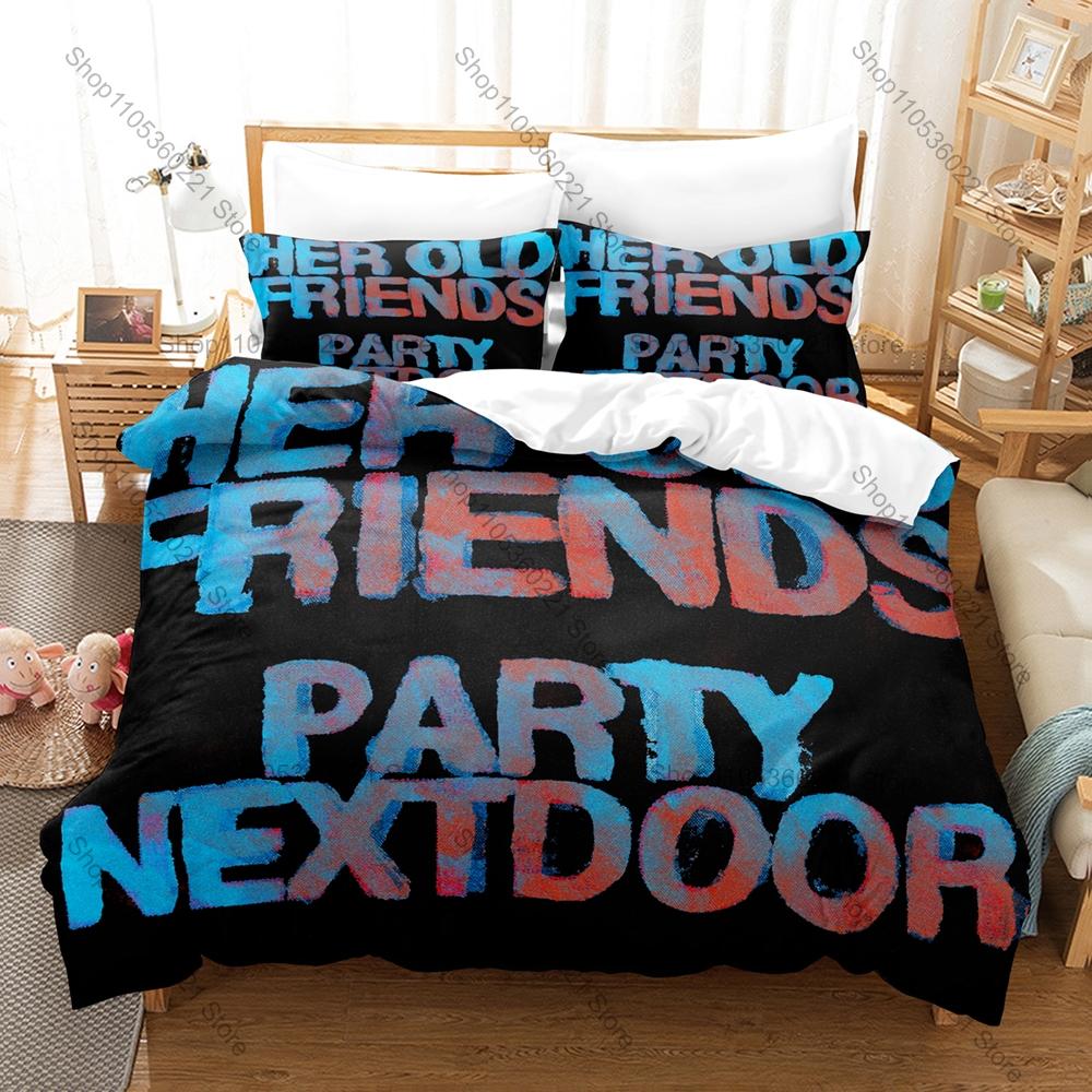PartyNextDoor Bedding Set, Duvet Cover + 2 Pillowcases, OVO Sound Hip-Hop Artist Graphic Bed Linens for Home & Dorm