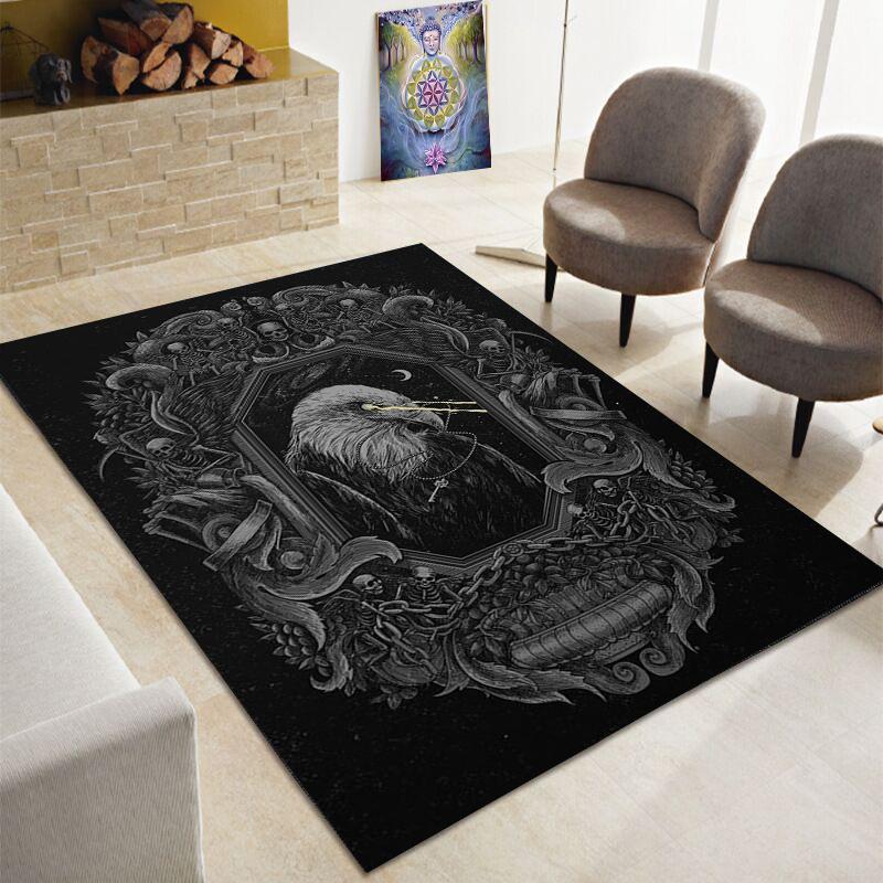 Ужасающий череп смерти, большой ковер сатаны, семейная гостиная, спальня, диван, игровая комната, украшение дверного коврикаНескользящий напольный коврик