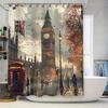 Beautiful Cityscape Shower Curtain Featuring Iconic London Landmarks Like Big Ben High-Resolution Print Bathroom Decor With Hook