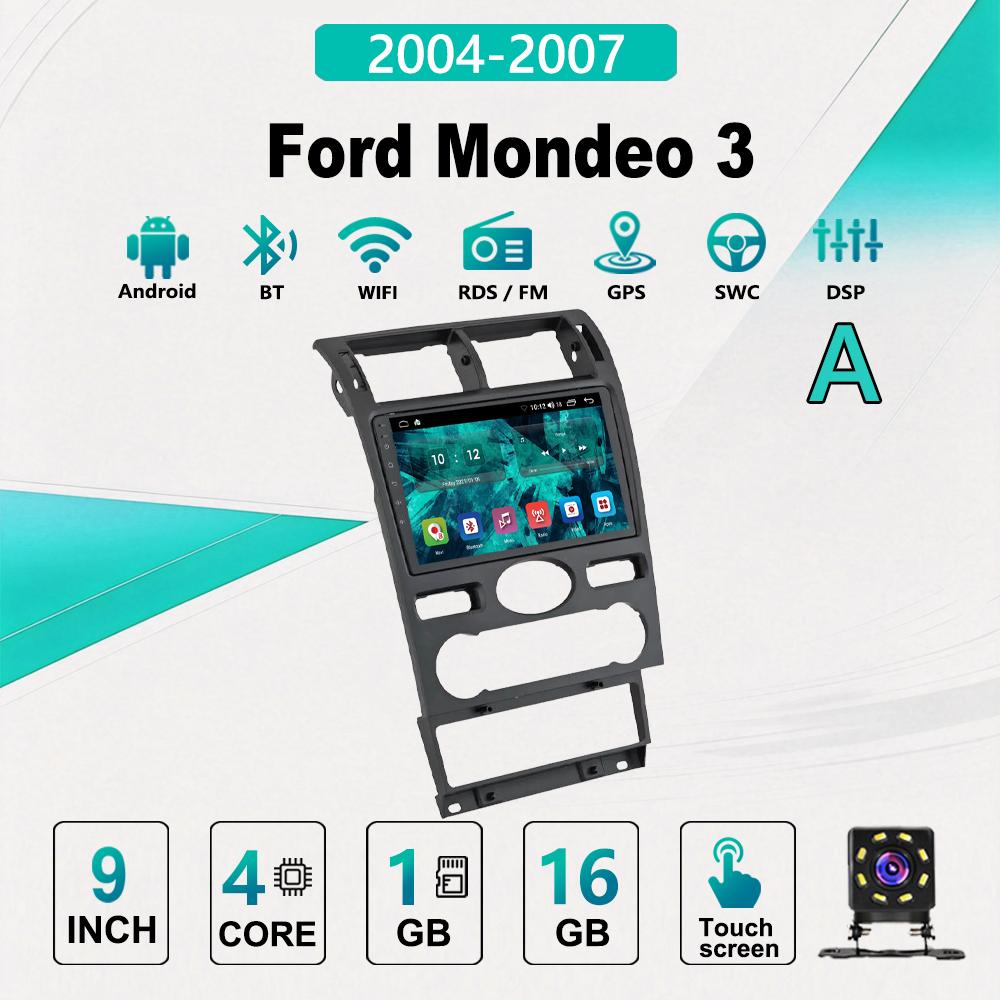 2Din Android Car-Play Car Radio,Ford Mondeo 3 2004-2007,Multimedia Player Head Unit Stereo GPS Navigation BT WIFI,1+16GB