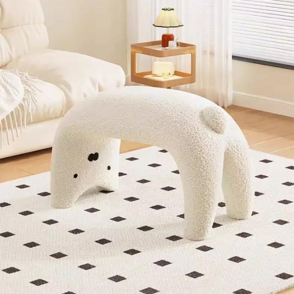 Plush Dressing Chair Armless Shoe Changing Stool Cat-Themed Entryway Stool Bedroom