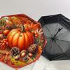 1PC pumpkin autumnAutomatic Open/Close Umbrella with Windproof, 8-Rib Sturdy Canopy, Durable Ribs, Fashionable Design, Outdoor Accessory, Fun Prin, Ho