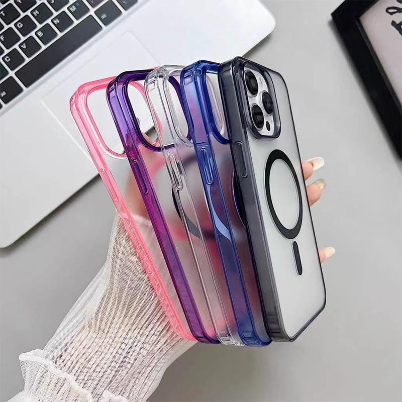 Полупрозрачный магнитный чехол для iPhone 16 с поддержкой MagSafe - Противоударный акрил для iPhone 13/14