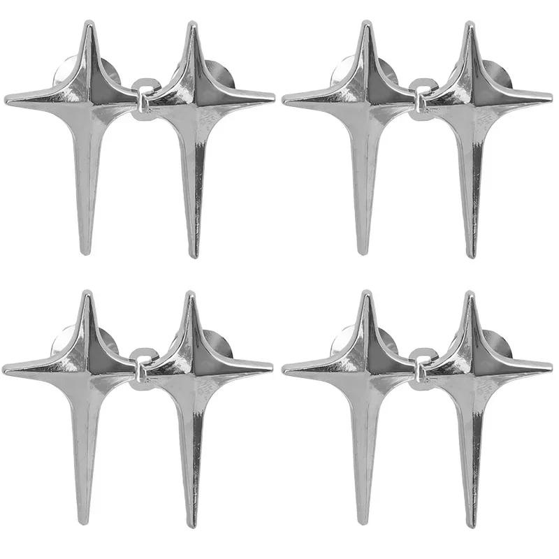 4pcs New Fashion Cross Star Waist Buckle Adjustable Pants Clips Waist Tightener No Sewing Metal Button Snaps for Jeans Decor