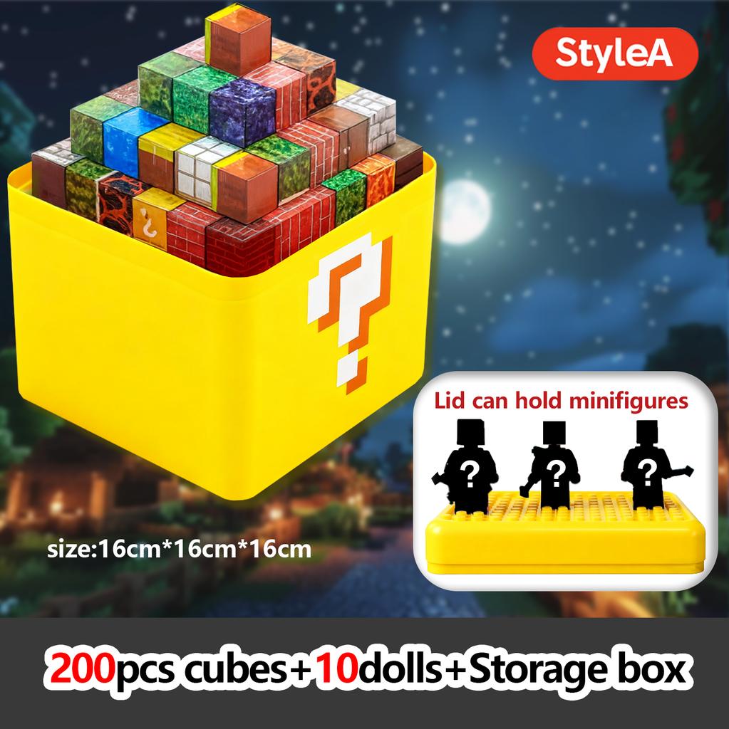 Magnetic Building Blocks Toy Storage Box Set Can Hold Figures Magnet Cube Pixel Style Model Baseplate Toys Children 2025 Gift