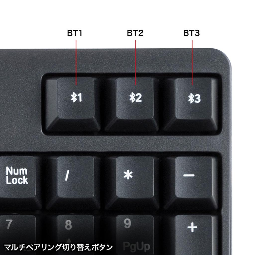 Sanwa Supply Bluetooth Keyboard, Full Size, with Numeric Keypad, 3-Device Multi-Pairing, Automatic OS Recognition, Japanese Layout, Copilot Key,