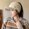 New Winter Plush Ear Protecting Peaked Cap for Women Korean Style Versatile Empty Top Ponytail Warm Baseball Hat