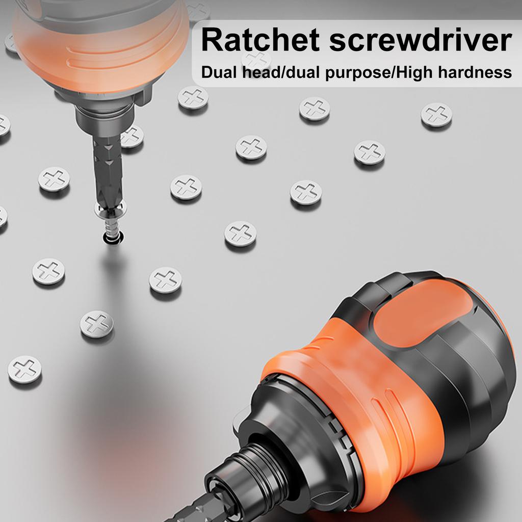 Multibits Ratcheting Screwdriver,Magnetic Telescopic Labor-Saving Hand Tool Double-purpose Head Screwdriver