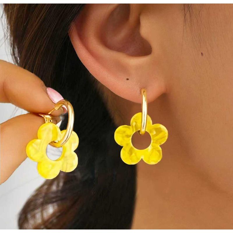 Модные серьги-цветы, женские нишевые серьги с чувством дизайна, цвет, темперамент, элегантные, универсальные