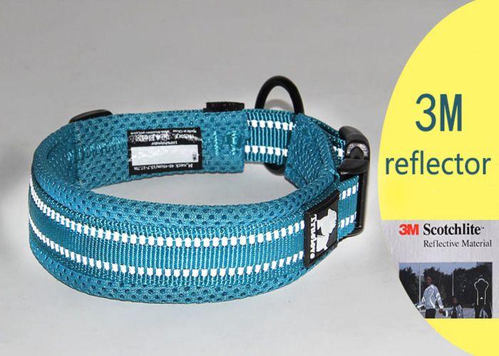 Collier Pour Chien - Confortable - Nylon Rembourré - Bande Réfléchissante 3M - Taille XXL - Bleu Royal