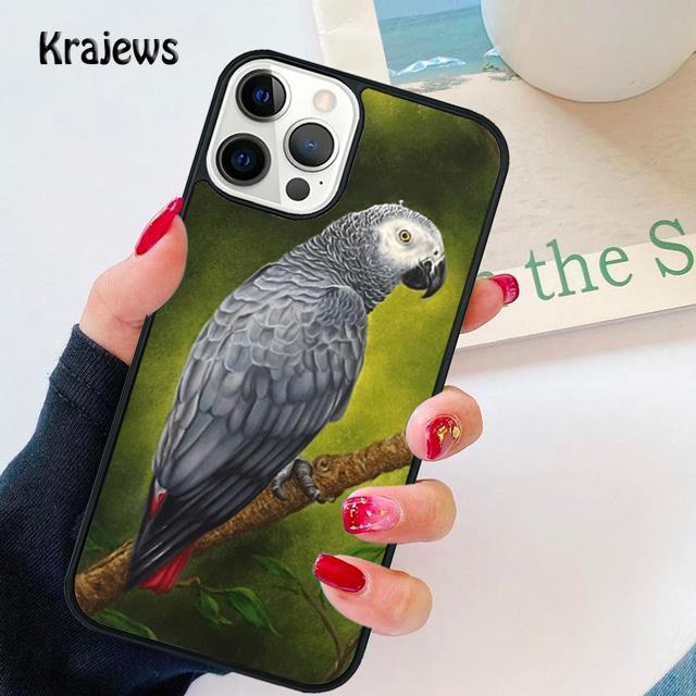 Мягкий чехол-накладка с изображением серого африканского попугая для iPhone 17 Air 16 15 14 plus 12 13 pro max coque Shell Fundas