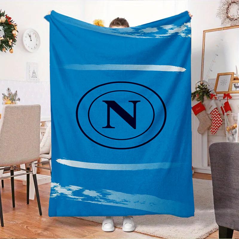 Napoli Football Club Emblem Blanket Outdoor Flannel Blanket for Camping, Hiking, Garden Parties, Picnic Essentials,gift for family and friends