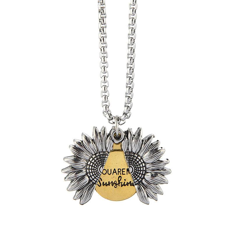 Retro Punk Style Sunflower Totem Necklace For Men Women Hip Hop Jewelry Accessory