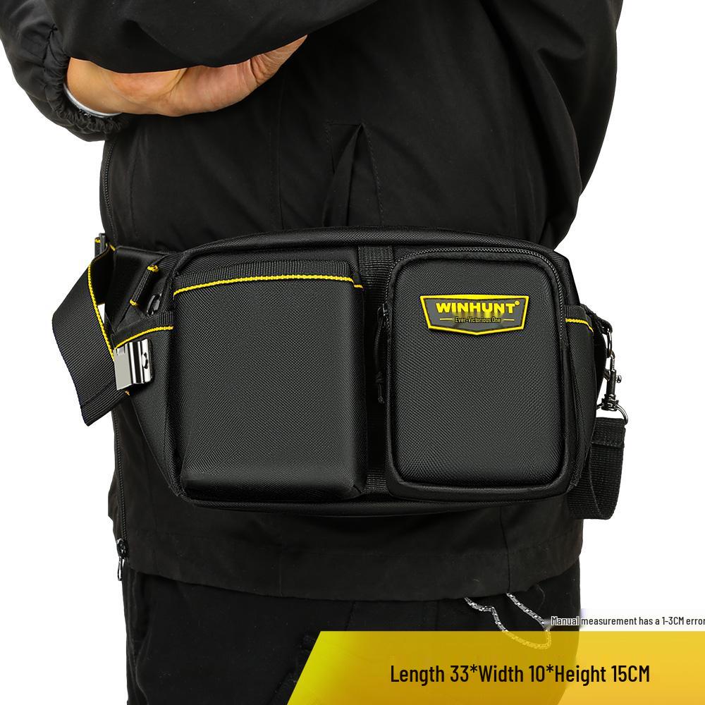 Многофункциональная сумка-пояс для электрика: Компактная холщовая сумка для дрели и ремонтных инструментов на строительных площадках.