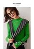 Women's Cashmere Striped High Neck Slim Fit Long Sleeve Top