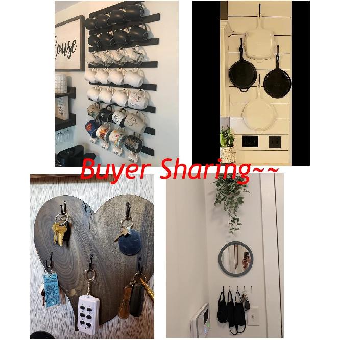 Antrader Early American Single Iron Hooks, Decorative Colonial Wall Door Key Coat Bag Hanger Hook, 1.4" x 1" Black, Pack of 10