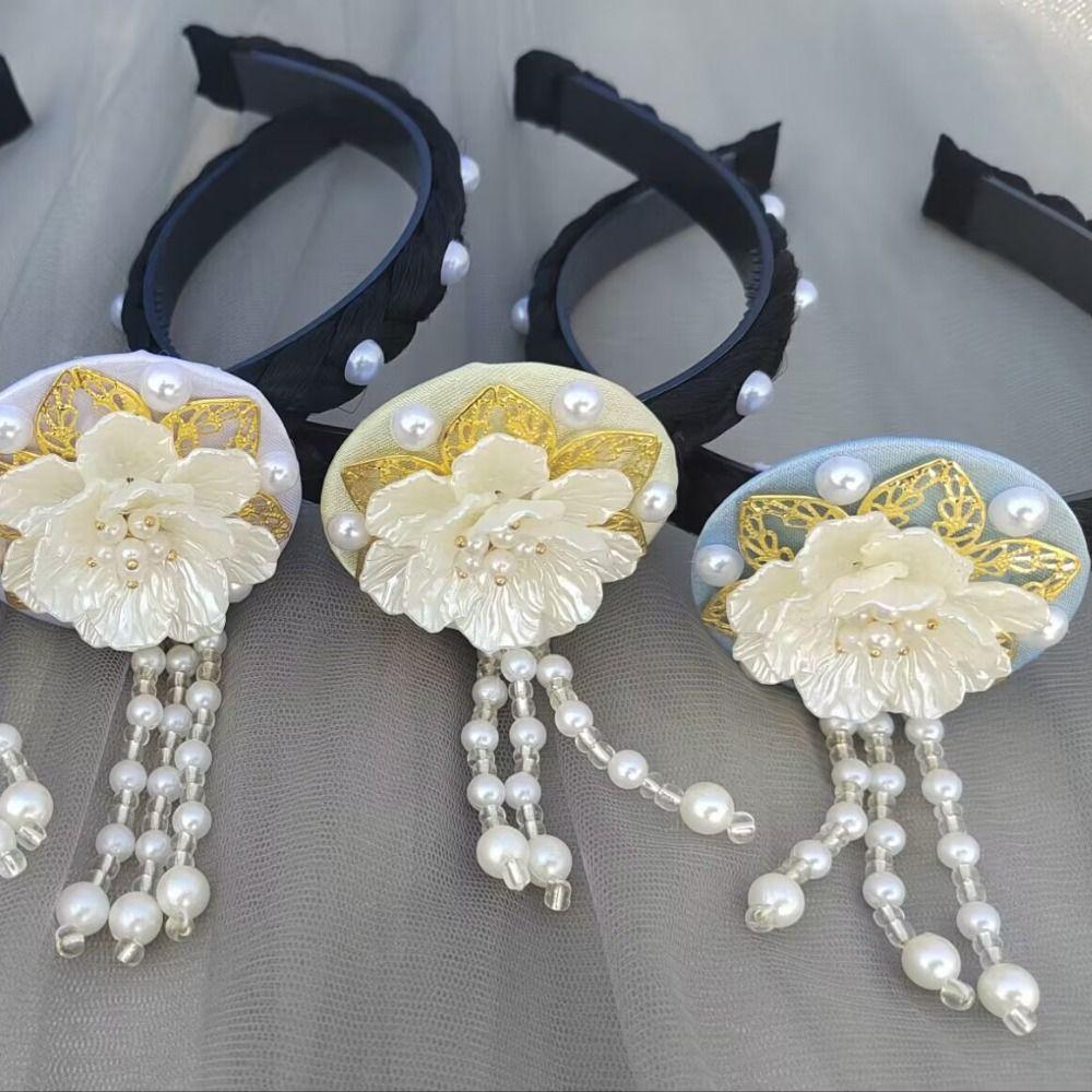 Pearl Hanbok Hairband Flower Stage Dance Hair Hoop Classical Korean Headband  Girls