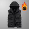 Thick Cotton Vest with Added Fleece, Men's Plus Size, Loose Fitting, Camisole, Warm Vest, Hooded, Casual Thick Jacket