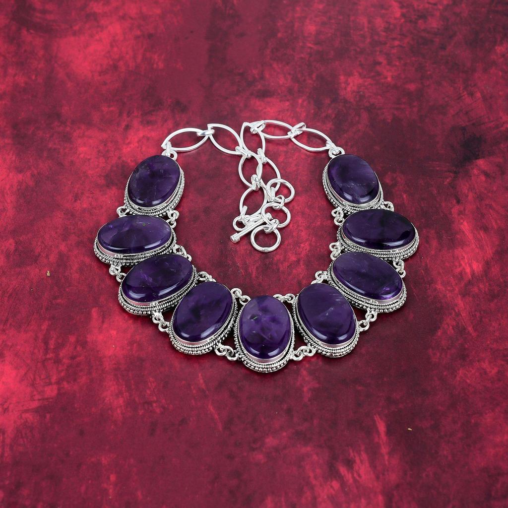 Amethyst Necklace, Handmade Jewelry, 925 Solid Sterling Silver Necklace, Wonderful Gemstone Necklace For Women
