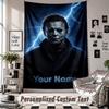 Custom Tapestry Wall Hanging, Halloween Michael Myers Personalized Name Text Home Wall Decor