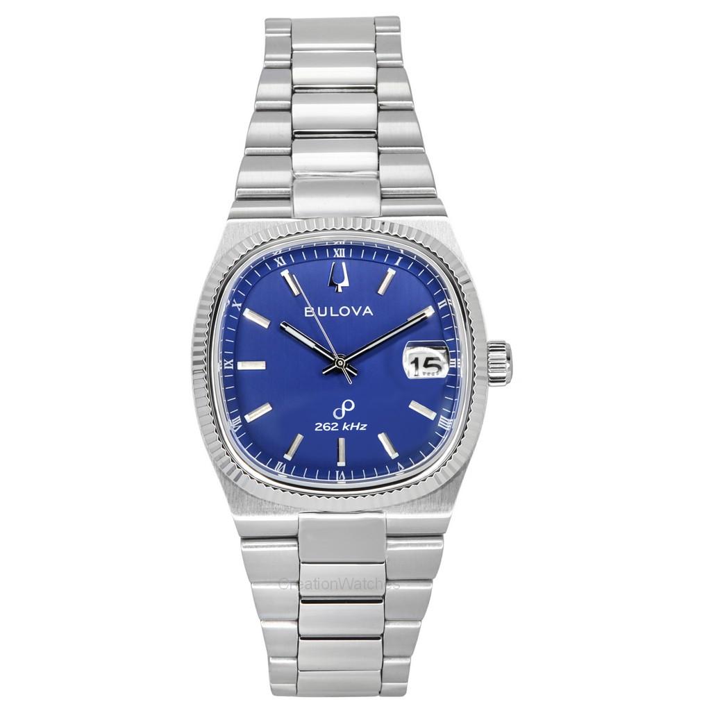 BULOVA Классические мужские часы Super Seville 262 кГц Precisionist из нержавеющей стали с синим циферблатом, кварцевые 96B440