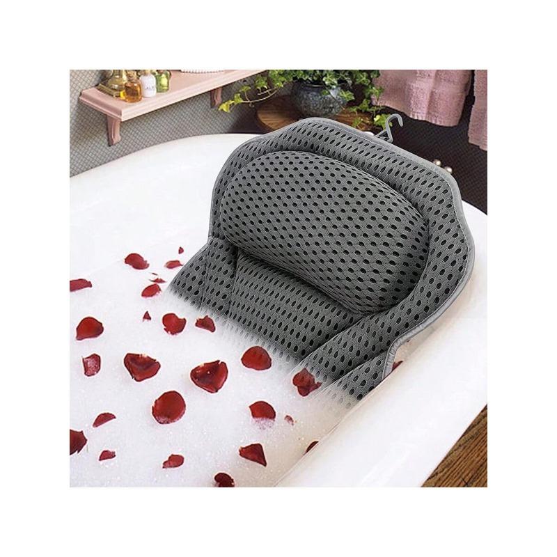 1 шт. противоскользящая подушка для спа-ванны с присосками, 4D дышащая сетчатая ткань, мягкая толстая подушка, портативный и моющийся аксессуар для ванны для шеи и спины,