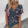 S-8XL Plus Size Women's T-Shirt Summer V-Neck T Shirt For Women Fashion Short Sleeve Tops Casual T-Shirt 3d Print Female Clothes