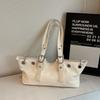 Tote Bag Matte PU Tote Bag Solid Color Underarm Packs Fashion Large Capacity Handbag  Office Worker