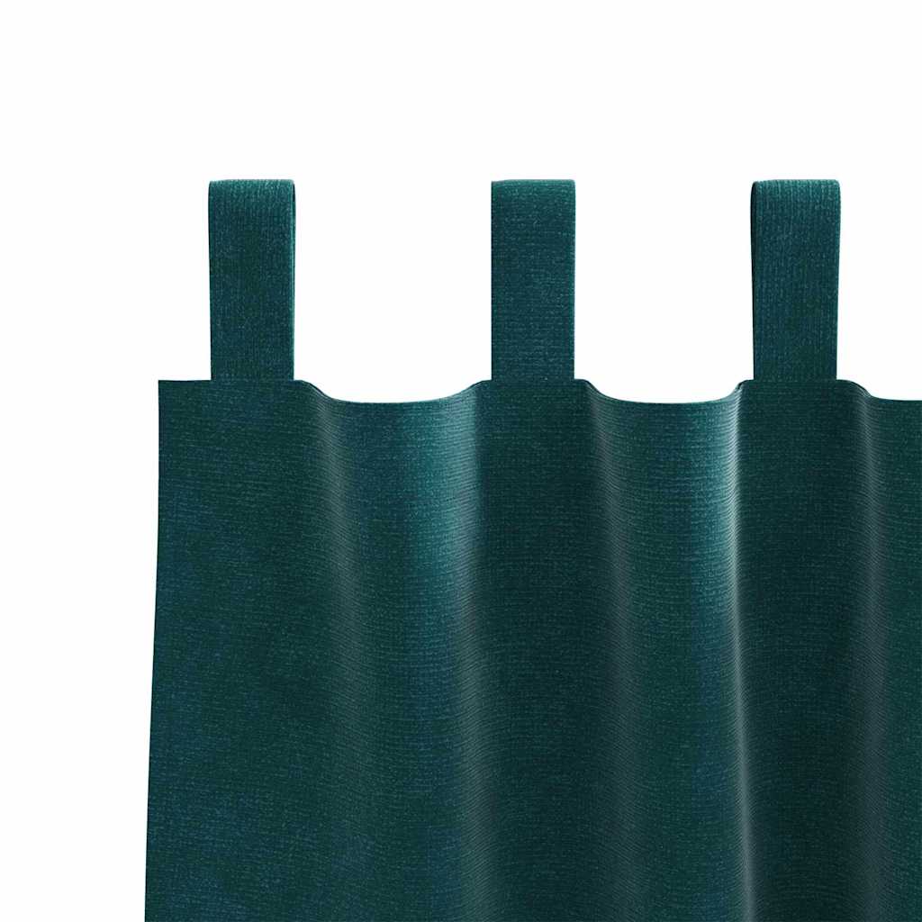 Blackout Curtains 2 pcs Dark Green 140 x 260 cm Velvet