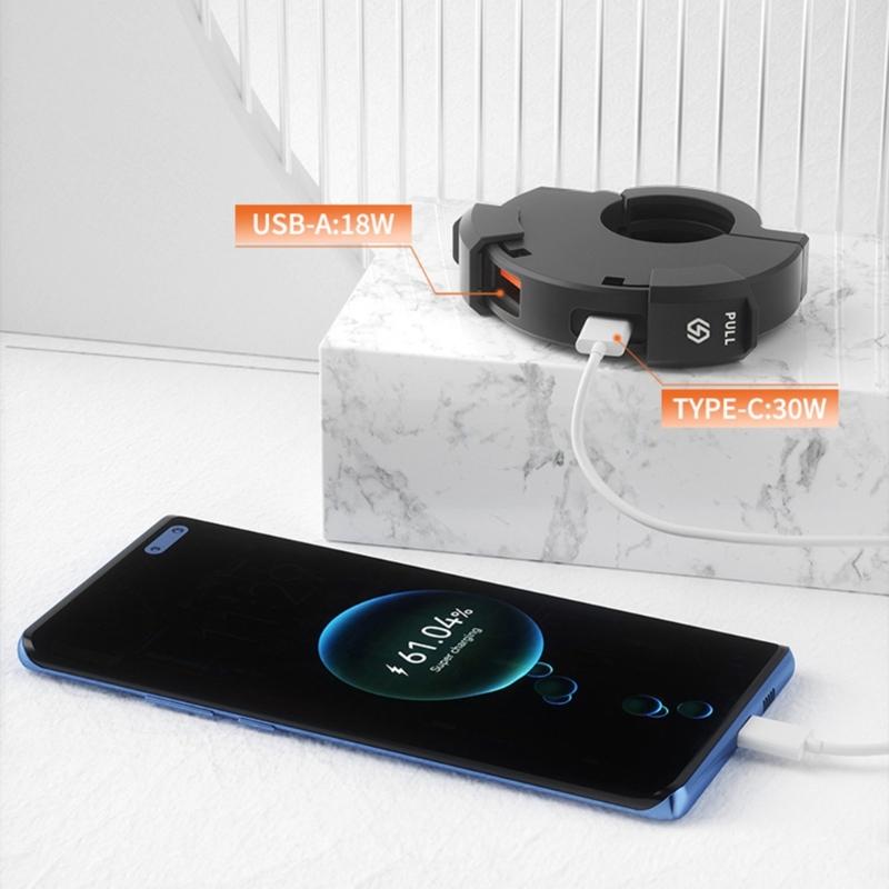 Крепление на руль мотоцикла, зарядный адаптер, розетка SAE на USB и Type-C для мобильного телефона, планшета, скутера, розетка