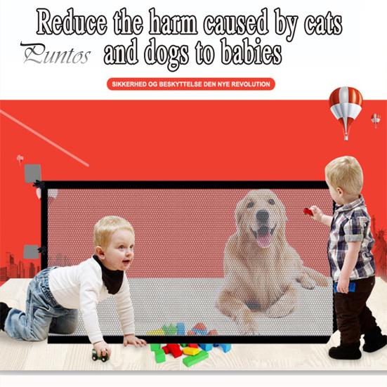 Gate Mesh Pet Dog Screen Gate Baby Puppy Indoor Safety Fence Guard With Hooks For House Stairs And Doorways