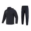 Woven Solid Jacket Comfortable Breathable Long Pants Casual Sports Set Men Sets Black 22500408-001+22500706-001