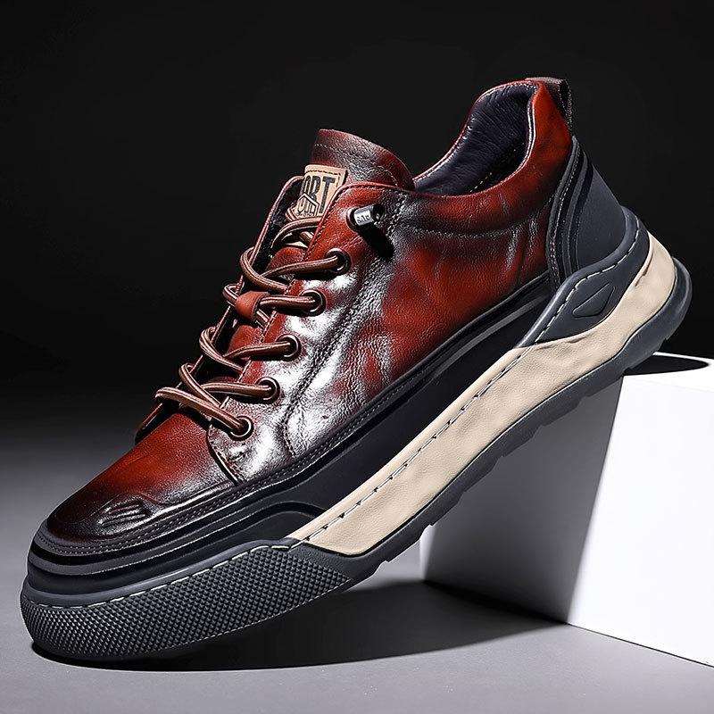 Autumn Men's Shoes 2025 New Fashion Leather Board Shoes Men's Breathable Versatile Crocodile Pattern Casual Shoes Street Trend
