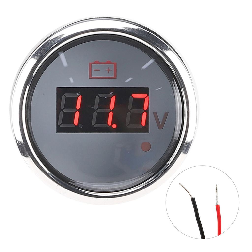 2in Battery Voltage Gauge LED Digital Display IP67 Waterproof Smart Alarm for Boat Auto