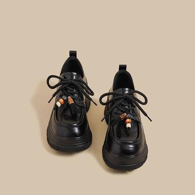 Женские кожаные лоферы на платформе 2025 новая осень ретро британский стиль маленькие кожаные туфли удобные и универсальные увеличивающие рост одинарные туфли