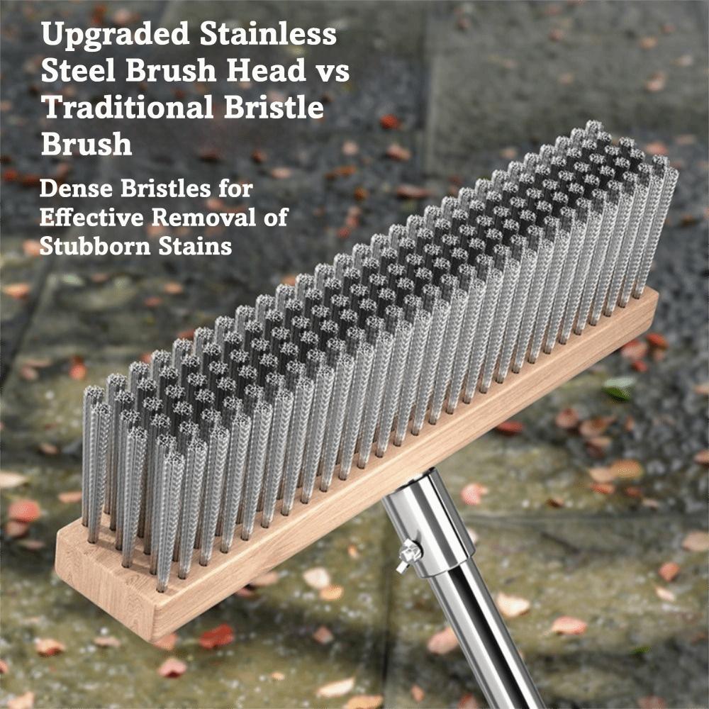 Stainless Steel Wire Broom Brush Rust-Proof Weed Moss Remover Floor Scrubbing Brush Patio Surface