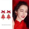 Rhinestone Bow Christmas Tree Earrings: High-End Versatile Ear Cuffs