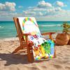 1pc 3D-Number-Blocks-Cartoon Beach Towel, Comfortable and Thick, and Swimming/Bath/Picnic/Camping Towel, Suitable for Seaside Beaches