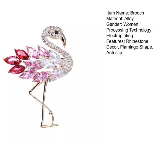 Женская брошь в форме фламинго со стразами, декоративная, противоскользящая, износостойкая, для пальто, воротника, шляпы, шарфа, украшения для одежды, ювелирные изделия для выпускного бала