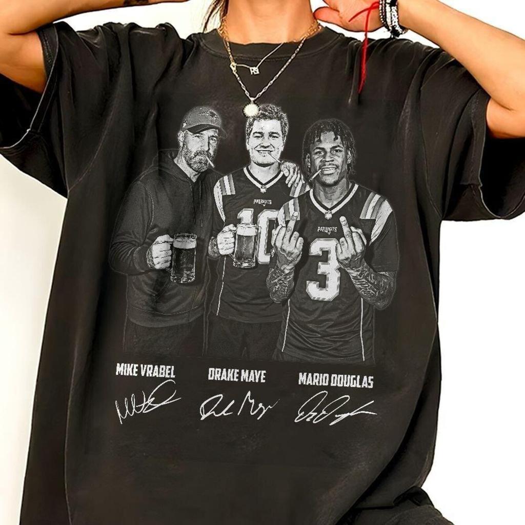 Drake Maye DeMario Douglas Mike Vrabel Funny New England Football Vintage Graphic Comfort Color Shirt