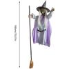 Flying Witch Decorations with Luminous Eyes Halloween Flying Witch on Broom Decor Outdoor Hovering Witch for Garden Yard Lawn