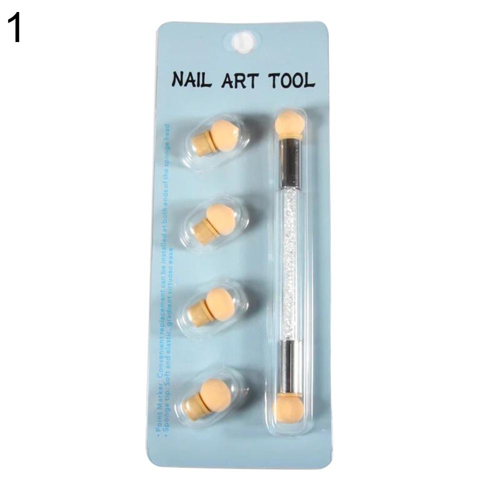 Puntos Nail Art Портативная моющаяся губка с двойной головкой, ручка для рисования, инструмент для нанесения точек