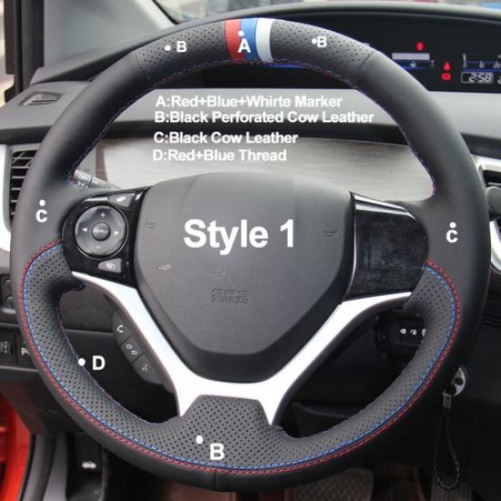 DIY Car Steering Wheel Cover Suede For Honda Civic Civic 9 2012 2013 2014 2015